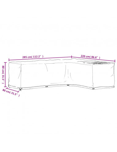 Coperture Mobili da Giardino a L 2pz 18 Occhielli 285x220x80cm