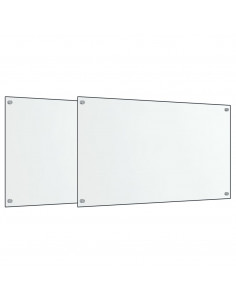 Paraschizzi per Cucina 2 pz Trasparente 70x60cm Vetro Temperato 2