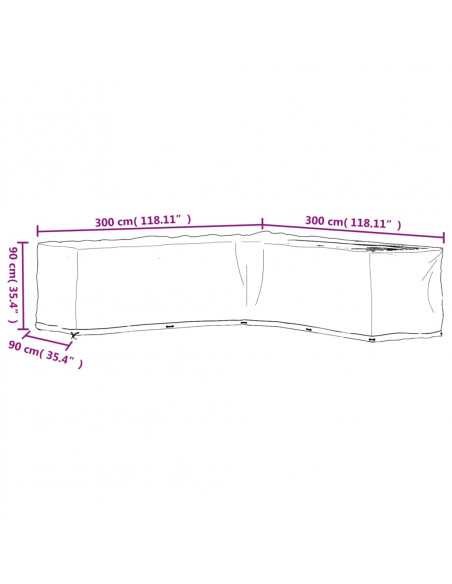 Coperture Mobili da Giardino a L 2pz 20 Occhielli 300x300x90cm