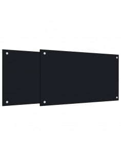 Paraschizzi per Cucina 2 pz Neri 70x50 cm in Vetro Temperato 2