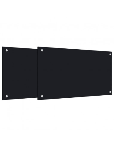Paraschizzi per Cucina 2 pz Neri 70x50 cm in Vetro Temperato