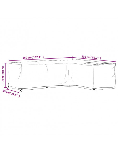 Coperture Mobili da Giardino a L 2pz 16 Occhielli 260x210x80cm