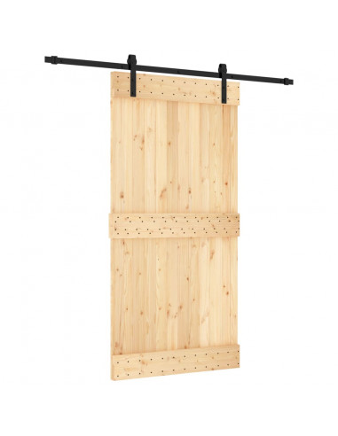 Porta Scorrevole con Set Hardware 100x210cm Legno Massello Pino