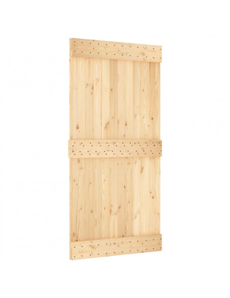 Porta Scorrevole con Set Hardware 100x210cm Legno Massello Pino
