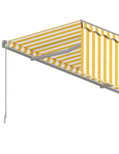 Tenda Sole Retrattile Manuale con Parasole 5x3m Gialla Bianca