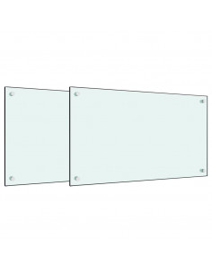 Paraschizzi per Cucina 2 pz Bianchi 70x40 cm in Vetro Temperato 2