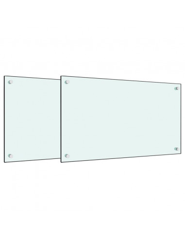 Paraschizzi per Cucina 2 pz Bianchi 70x40 cm in Vetro Temperato