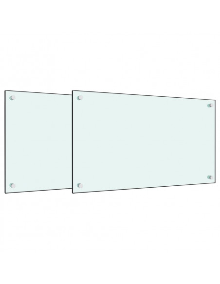 Paraschizzi per Cucina 2 pz Bianchi 70x40 cm in Vetro Temperato