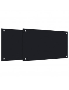 Paraschizzi per Cucina 2 pz Neri 70x40 cm in Vetro Temperato 2