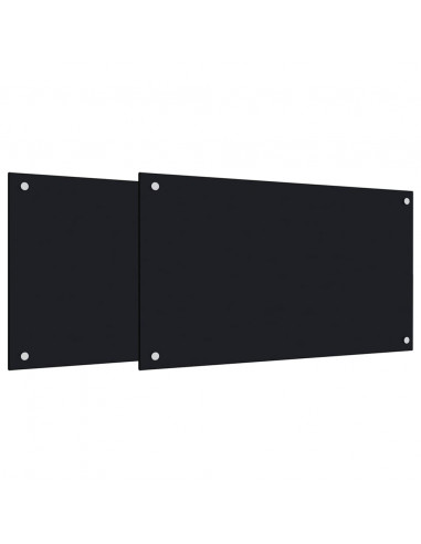 Paraschizzi per Cucina 2 pz Neri 70x40 cm in Vetro Temperato
