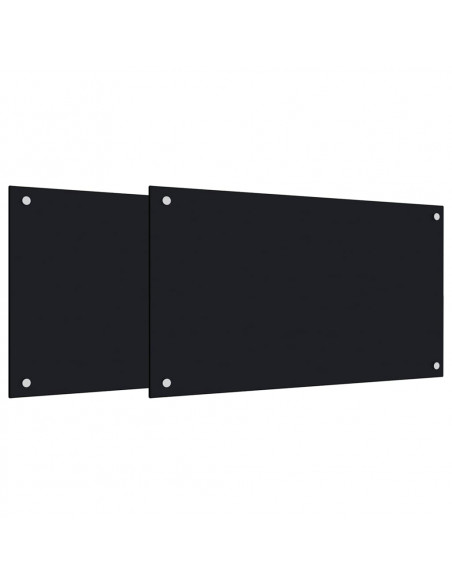 Paraschizzi per Cucina 2 pz Neri 70x40 cm in Vetro Temperato