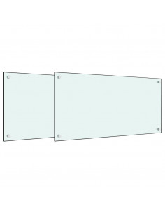 Paraschizzi per Cucina 2 pz Bianchi 80x60 cm in Vetro Temperato 2