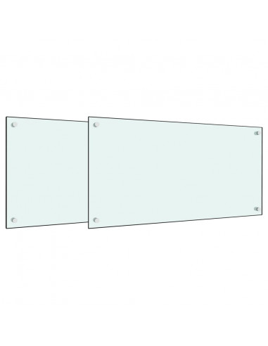 Paraschizzi per Cucina 2 pz Bianchi 80x60 cm in Vetro Temperato