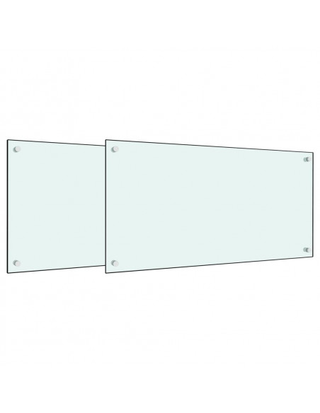 Paraschizzi per Cucina 2 pz Bianchi 80x60 cm in Vetro Temperato