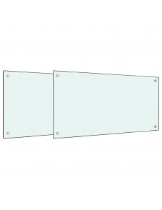 Paraschizzi per Cucina 2 pz Bianchi 80x40 cm in Vetro Temperato 2