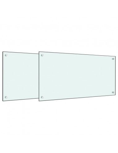Paraschizzi per Cucina 2 pz Bianchi 80x40 cm in Vetro Temperato