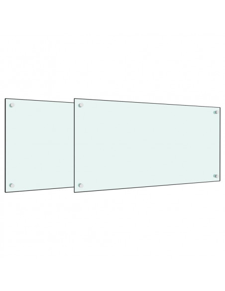 Paraschizzi per Cucina 2 pz Bianchi 80x40 cm in Vetro Temperato