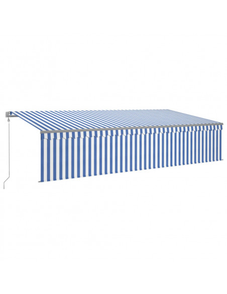 Tenda Sole Retrattile Automatica con Parasole 6x3m Blu Bianco