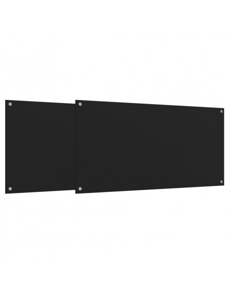 Paraschizzi per Cucina 2 pz Neri 80x60 cm in Vetro Temperato