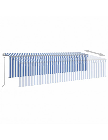 Tenda Sole Retrattile Automatica con Parasole 6x3m Blu Bianco