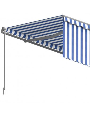 Tenda Sole Retrattile Automatica con Parasole 6x3m Blu Bianco