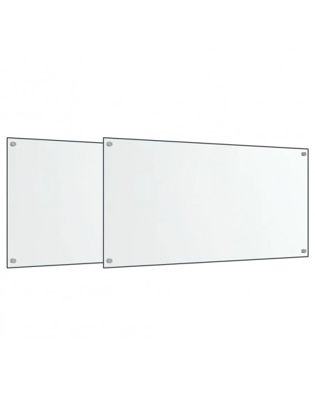 Paraschizzi per Cucina 2 pz Trasparente 80x40cm Vetro Temperato