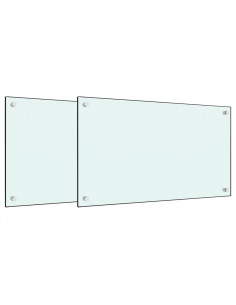 Paraschizzi per Cucina 2 pz Bianchi 70x50 cm in Vetro Temperato 2