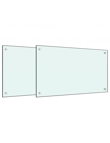 Paraschizzi per Cucina 2 pz Bianchi 70x50 cm in Vetro Temperato