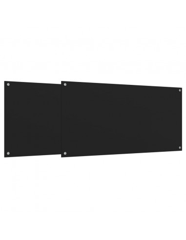 Paraschizzi per Cucina 2 pz Neri 80x50 cm in Vetro Temperato