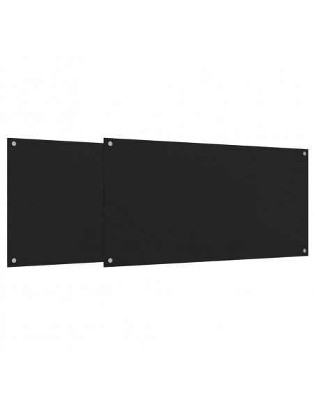 Paraschizzi per Cucina 2 pz Neri 80x50 cm in Vetro Temperato