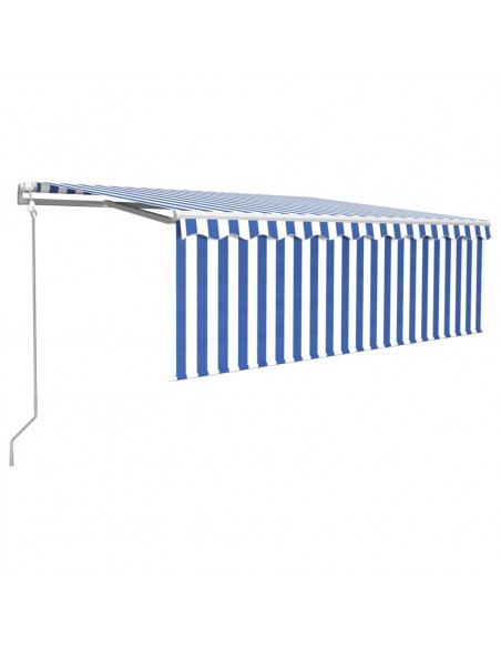 Tenda Automatica Parasole LED Sensore Vento 4,5x3 m Blu Bianco