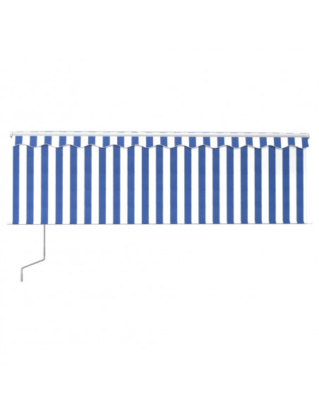 Tenda Automatica Parasole LED Sensore Vento 4,5x3 m Blu Bianco