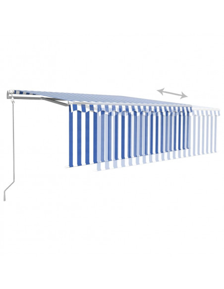 Tenda Automatica Parasole LED Sensore Vento 4,5x3 m Blu Bianco