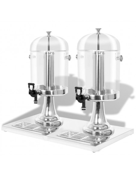 Doppio Distributore di Succhi di Frutta e Bibite Acciaio Inossidabile 2 x 8 L