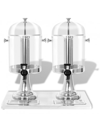Doppio Distributore di Succhi di Frutta e Bibite Acciaio Inossidabile 2 x 8 L