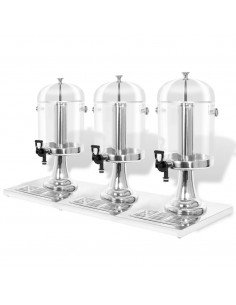 Triplo Distributore di Succhi di Frutta e Bibite Acciaio Inossidabile 3 x 8 L 2