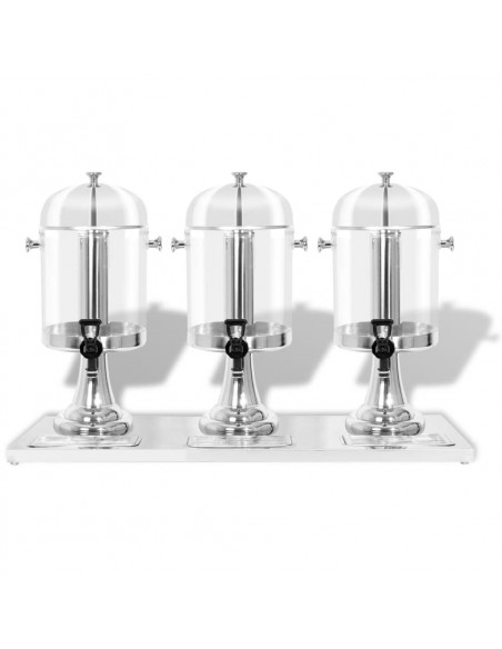 Triplo Distributore di Succhi di Frutta e Bibite Acciaio Inossidabile 3 x 8 L
