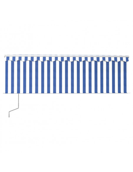 Tenda Sole Retrattile Automatica con Parasole 4x3m Blu Bianco