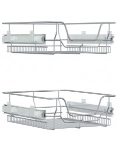 Cestelli in Filo Metallico Estraibili 2 pz Argento 45 cm 2