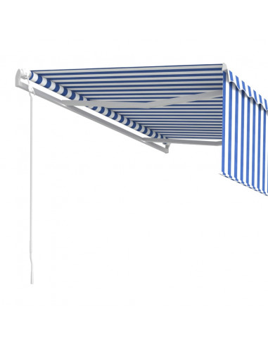 Tenda Sole Retrattile Automatica con Parasole 4x3m Blu Bianco