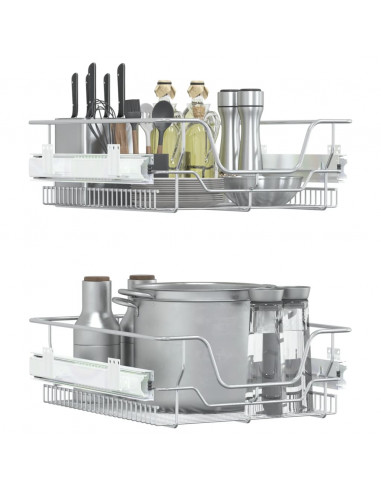 Cestelli in Filo Metallico Estraibili 2 pz Argento 45 cm