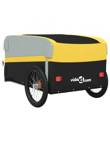 Rimorchio da Bici Nero e Giallo 45 kg in Ferro