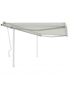 Tenda da Sole Retrattile Manuale con Pali 4x3 m Crema 2