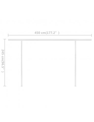 Tenda da Sole Retrattile Manuale con Pali 4x3 m Crema