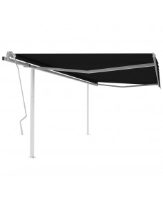 Tenda da Sole Retrattile Manuale con Pali 4x3 m Antracite 2