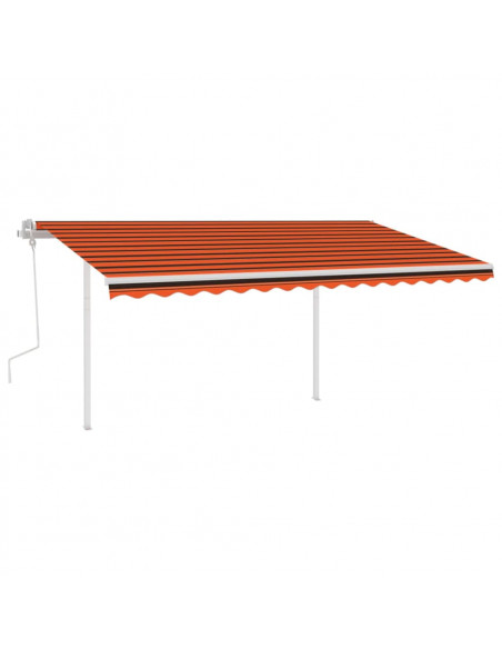 Tenda da Sole Retrattile Manuale con Pali 4x3m Arancio Marrone