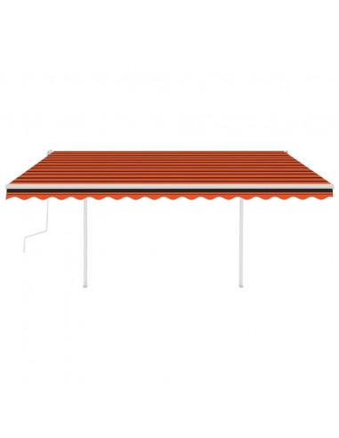 Tenda da Sole Retrattile Manuale con Pali 4x3m Arancio Marrone