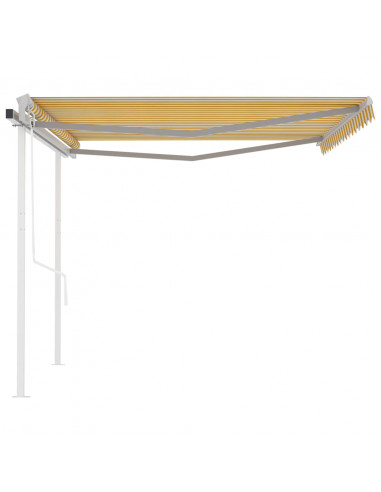 Tenda da Sole Retrattile Automatica con Pali 4x3m Gialla Bianca