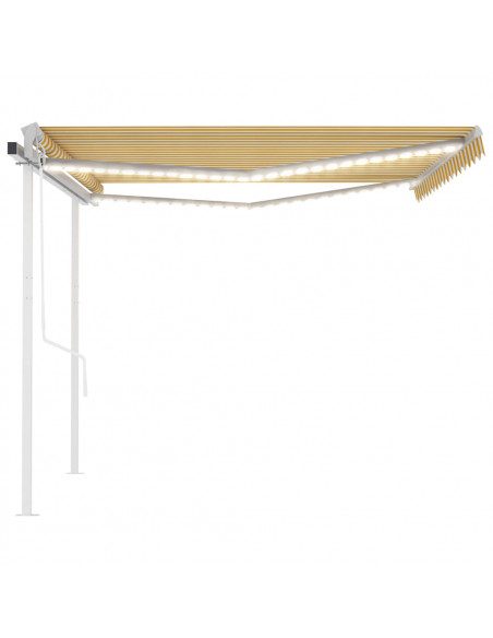 Tenda Automatica con Sensore Vento LED 4,5x3 m Gialla e Bianca