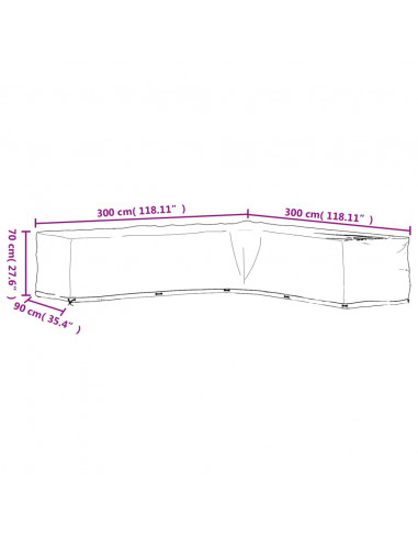 Coperture Mobili da Giardino a L 2pz 20 Occhielli 300x300x70cm